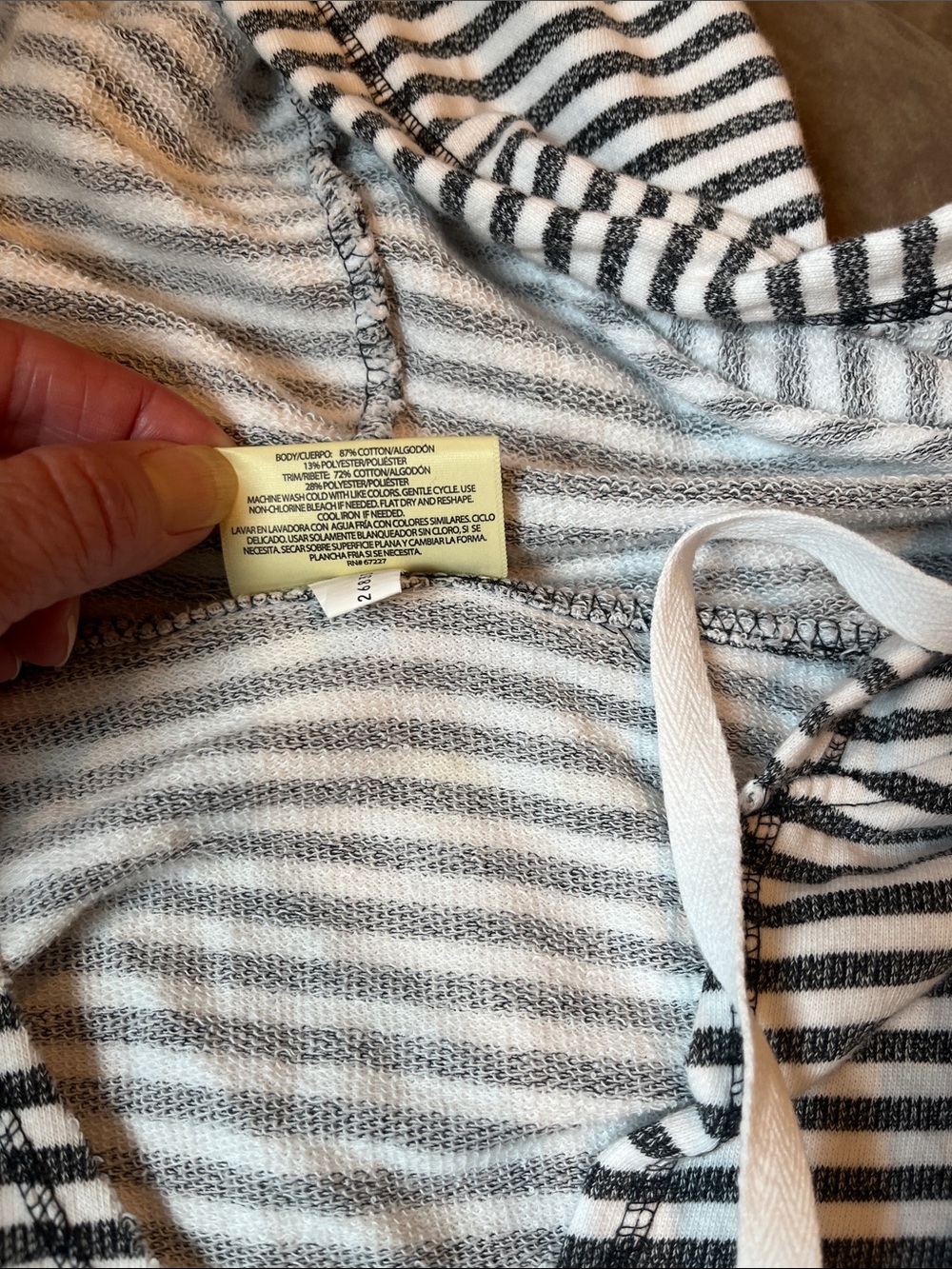 Bobbie Brooks Plus Size Gray & White Striped Hoodie - Picture 3 of 7